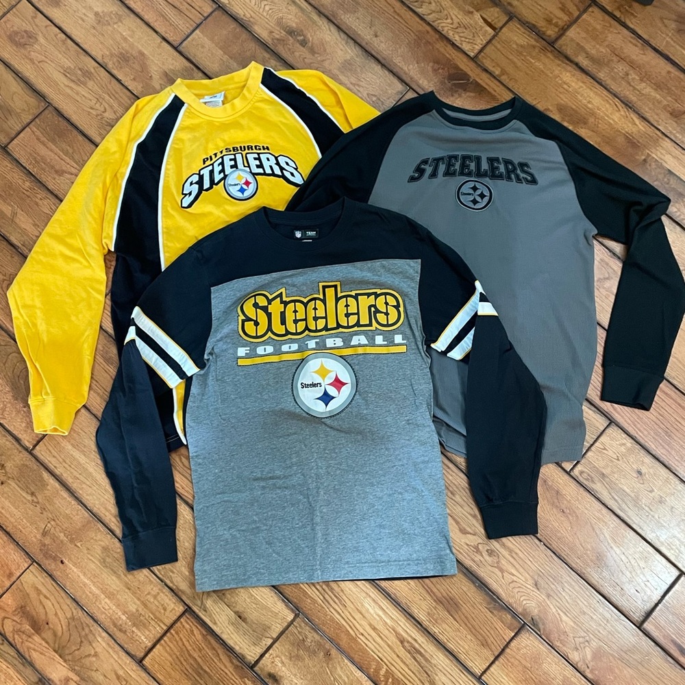 NFL Pittsburgh Steelers Long Sleeve Crewneck Shirts - Yellow, Black, Gray